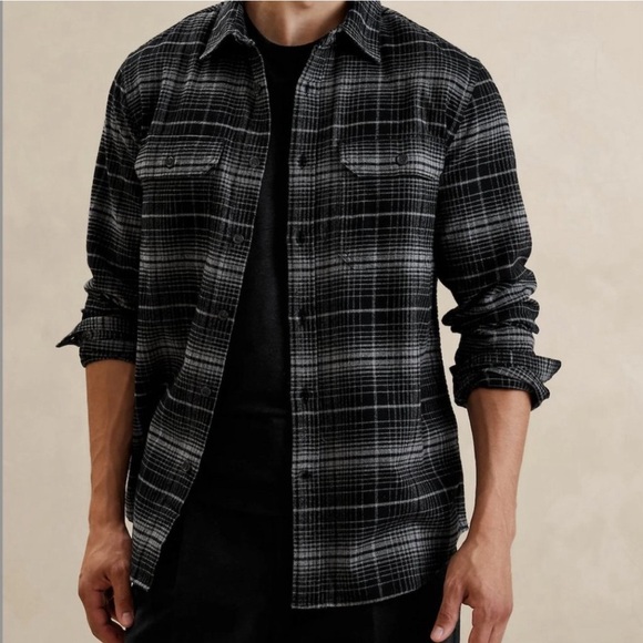 Men’s dark grey Banana Republic button down flannel, NWOT - Picture 1 of 3